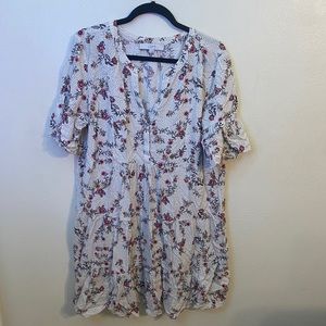 Loft Floral White Summer Dress Size L